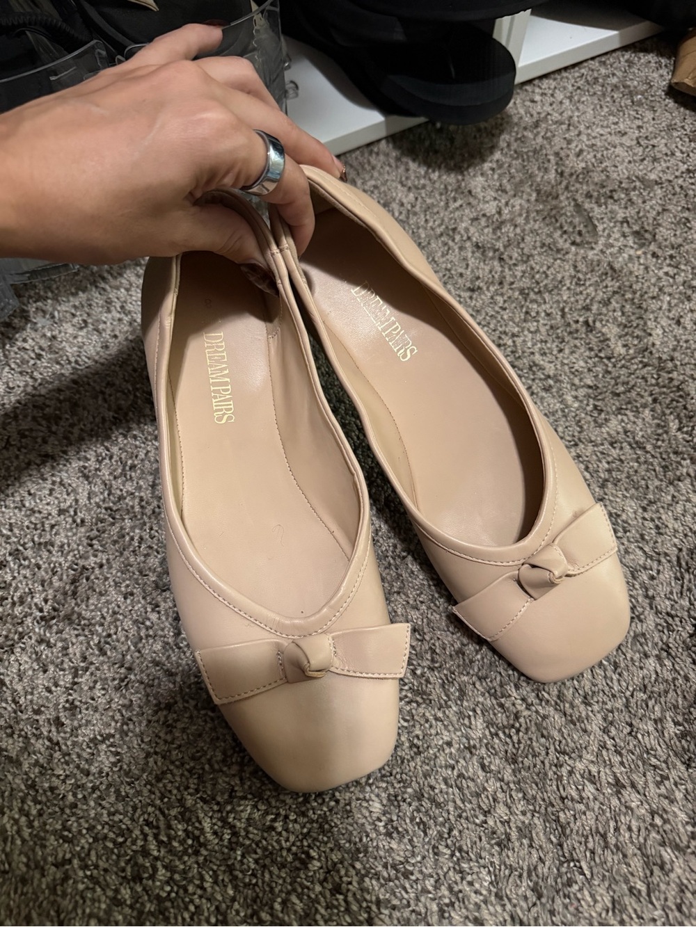 Dream Pairs Beige Bow Ballet Flats